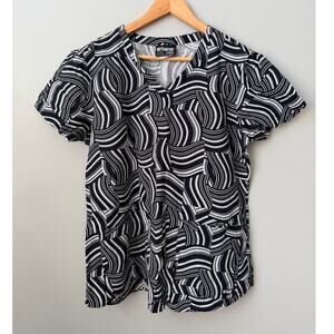 Grey's Anatomy by Barco Abstract Wave Print Scrub Top V-Neck Size Large